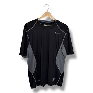 Nike Pro Combat Dri-FIT Compression Shirt Men's M Black Gray Short Sleeve